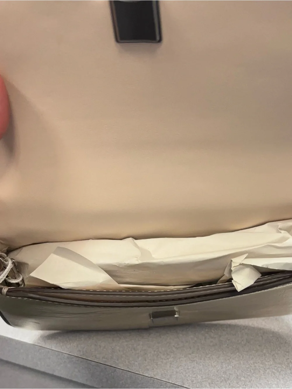 Tory Burch Metallic Gold Leather Clutch with Logo Hardware